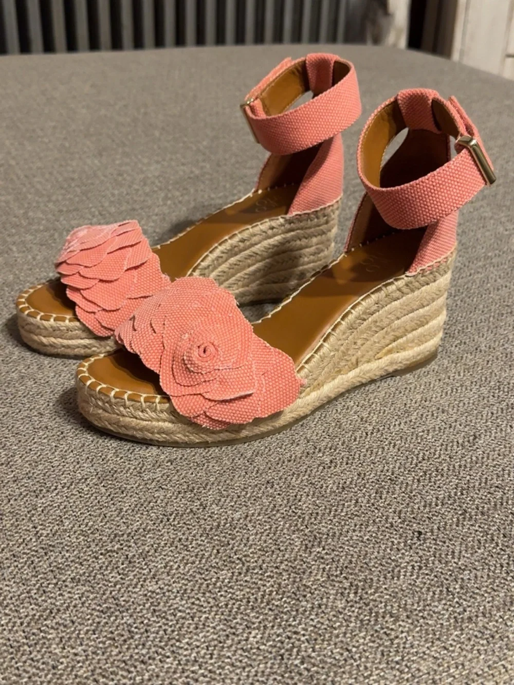 Franco Sarto Pink Floral Wedge Sandals